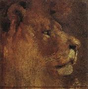 Louis Abrahams Lion-s head oil painting